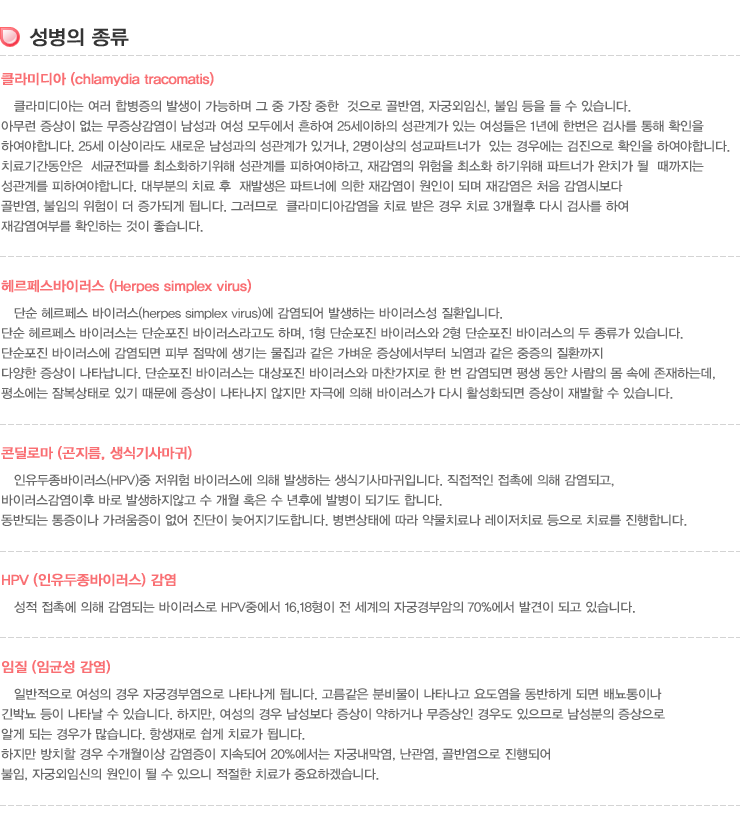 ������ ����-Ŭ��̵��,�츣�佺���̷���,�ܵ��θ�(������,���ı�縶��),HPV(�����������̷���)����,����(�ӱռ�����)